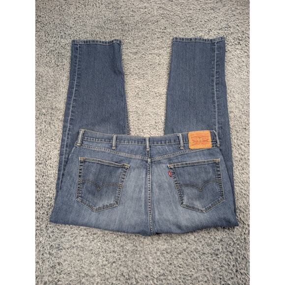 Levis 505 Jeans Men 40x32 Blue Distressed Normcore Straight Grunge Rocker Chore - Picture 1 of 10